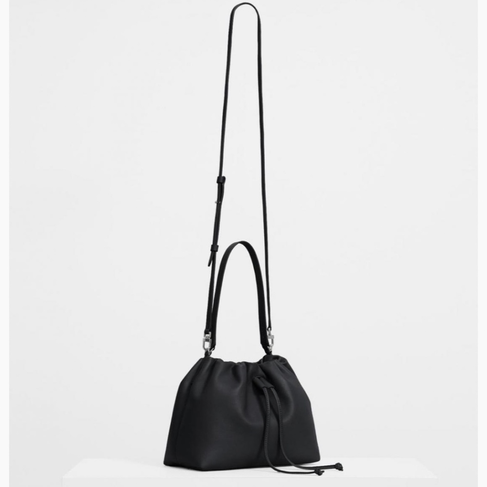 THEORY Mini Cinch Sack Bag in Leather in BLACK